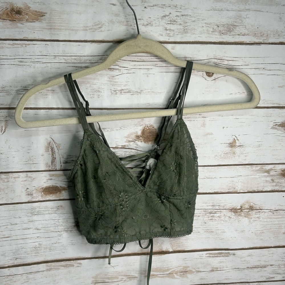 Aerie Forest Green Lace Camisole